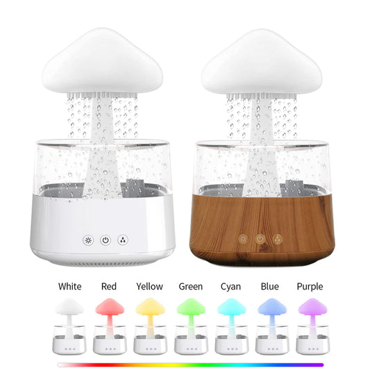 Humidificador de aire de nube de lluvia con forma de seta de 450ML, luz nocturna colorida, hidrata la piel, alivia la fatiga, para amigos, regalos familiares