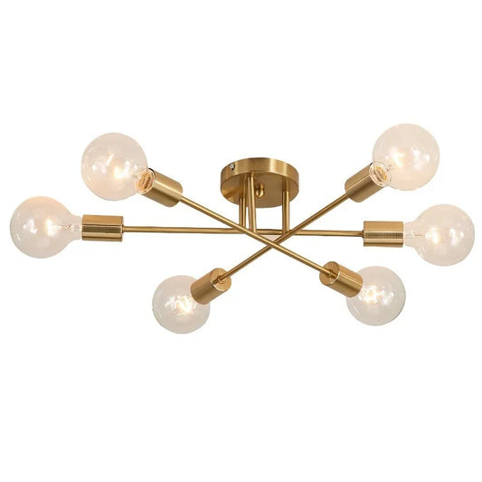 Modern Chandelier Semi-embedded Ceiling Lamp Brushed Antique Gold Lighting  Nordic Home Decoration  Kitchen Island Lighting