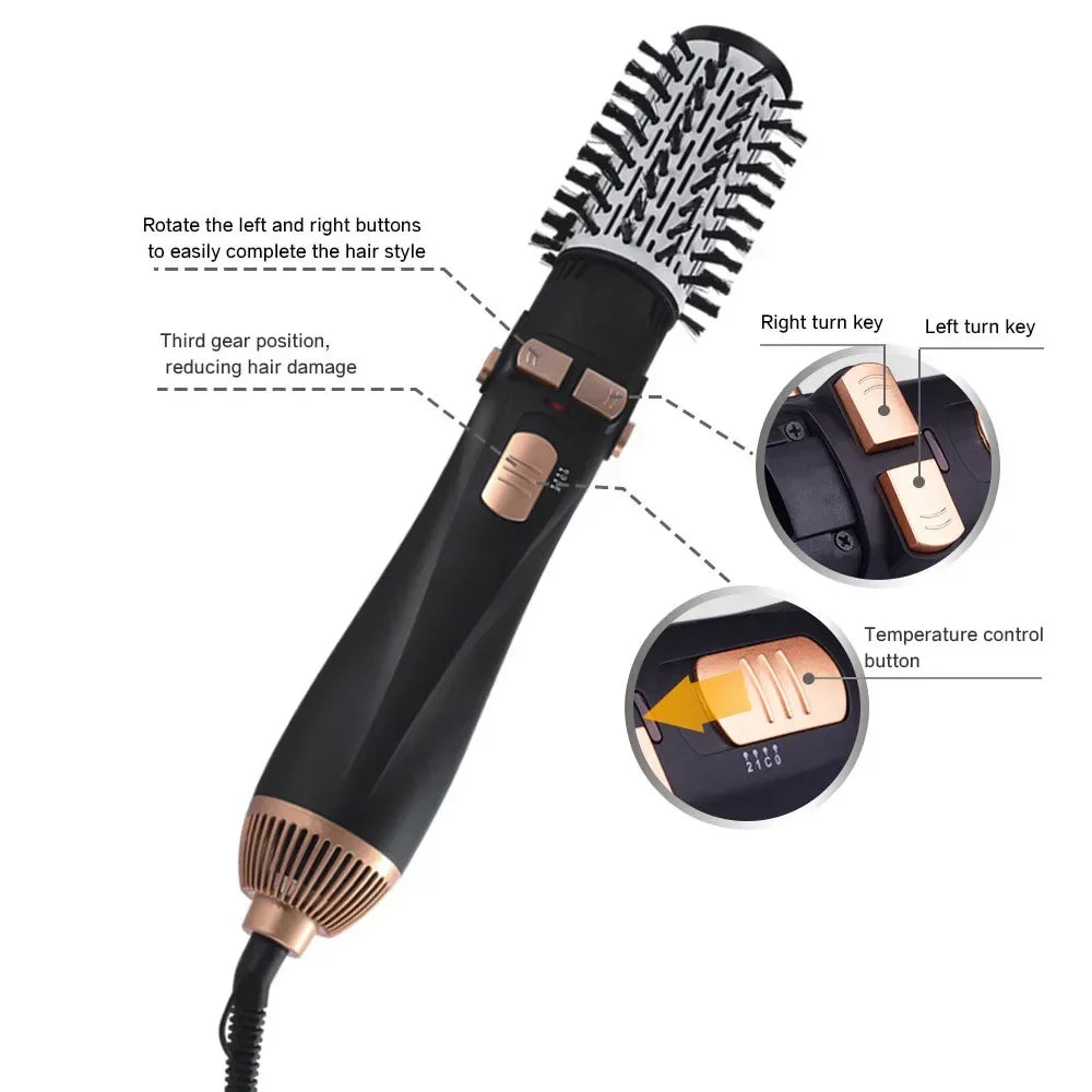 Hot Air Brush 4 Head Replaceable Hair Dryer Comb One Step Blower Strong Wind Electric Straightener Roller Curler Styling Tools