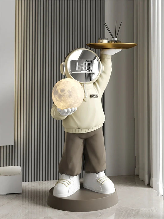 Estatua de astronauta creativa para decoración del hogar, adornos de suelo grandes, arte de estilo nórdico, lámpara luminosa, escultura de astronauta, regalo de inauguración de la casa