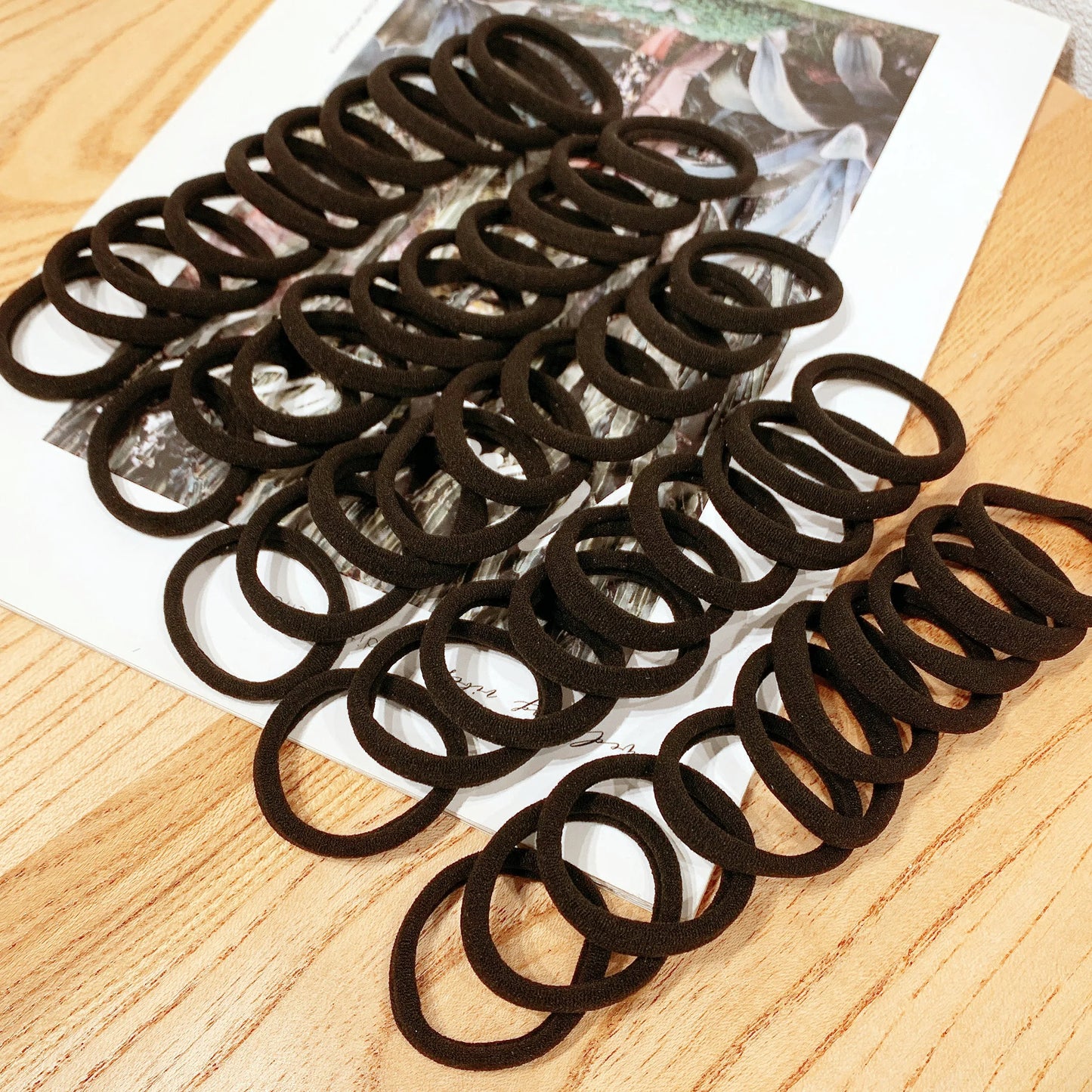 50/100 Uds bandas negras para cabello para mujeres diadema para niñas banda de goma muy elástica lazos para el cabello coleteros accesorios