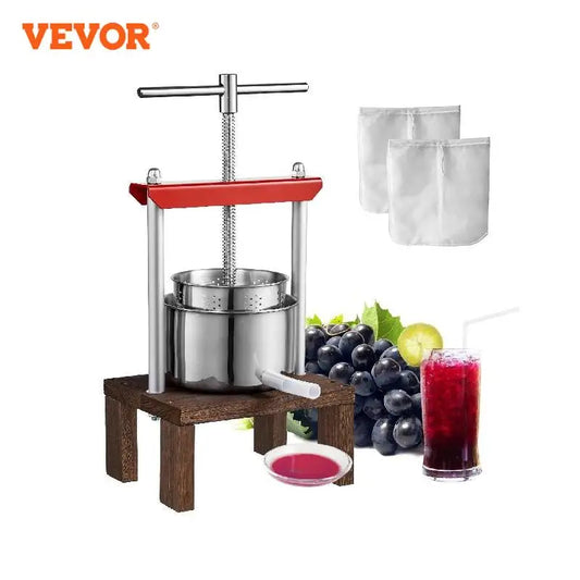 VEVOR-Exprimidor de naranjas de 2L, exprimidor Manual de acero inoxidable para el hogar, máquina de cocina para prensar tintura de frutas, vino y aceitunas