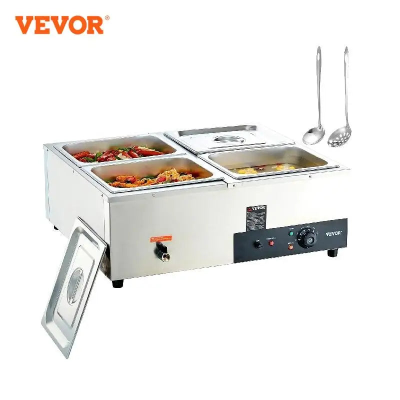 VEVOR 1/2/3/4/6Pan électrique restauration chauffe-plats Commercial en acier inoxydable Table à vapeur comptoir avec contrôle de température Buffet ensemble