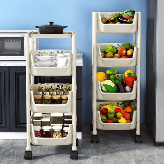 Kitchen Storage Rack Floor Mounted Multilayer Fruit And Vegetable Basket Household Removable Snack Toy Storage Artifact