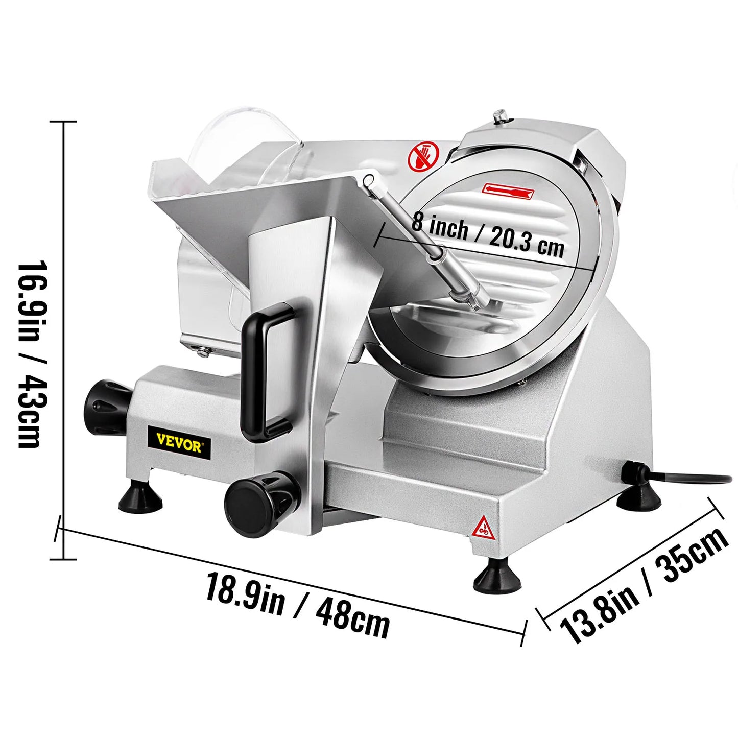 VEVOR, cortadora eléctrica de alimentos con cuchilla de 8 pulgadas, máquina cortadora de carne para el hogar, cortador comercial de carne, queso, carne, cordero, pavo