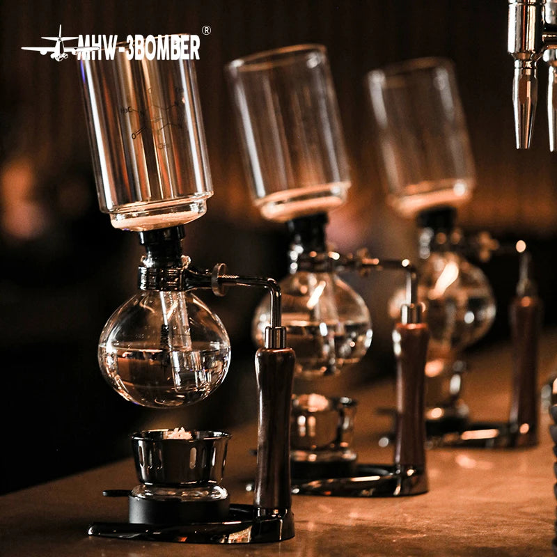 Cafetera de sifón MHW-3BOMBER, cafetera de sifón de vidrio transparente con agitador Vintage, accesorios profesionales para Barista doméstico