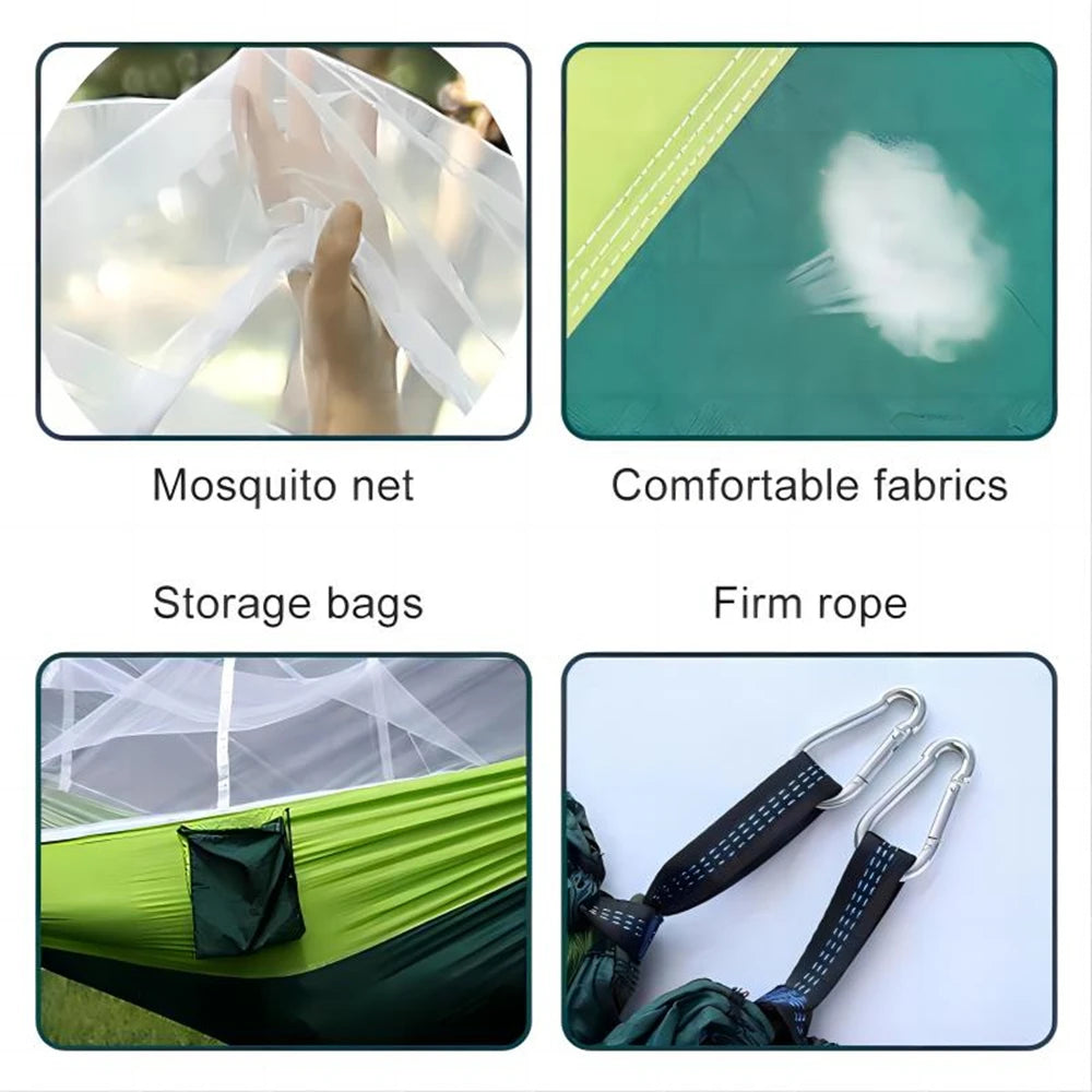 Hamacas portátiles con mosquitera doble para acampar al aire libre, hamacas para jardín, viajes, turismo, naturaleza, senderismo, hamaca colgante para dormir