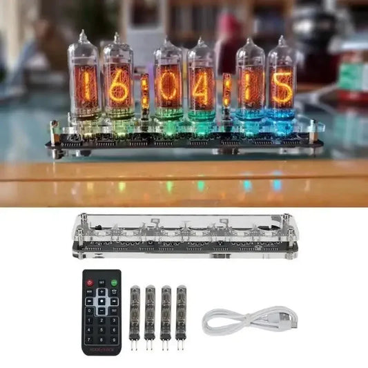 Module d'horloge à Tube lumineux IN14 6 bits, accessoires Audio d'horloge Nixie, bricolage USB 5V avec rétro-éclairage, horloge numérique plus 4 petits tubes de lampe