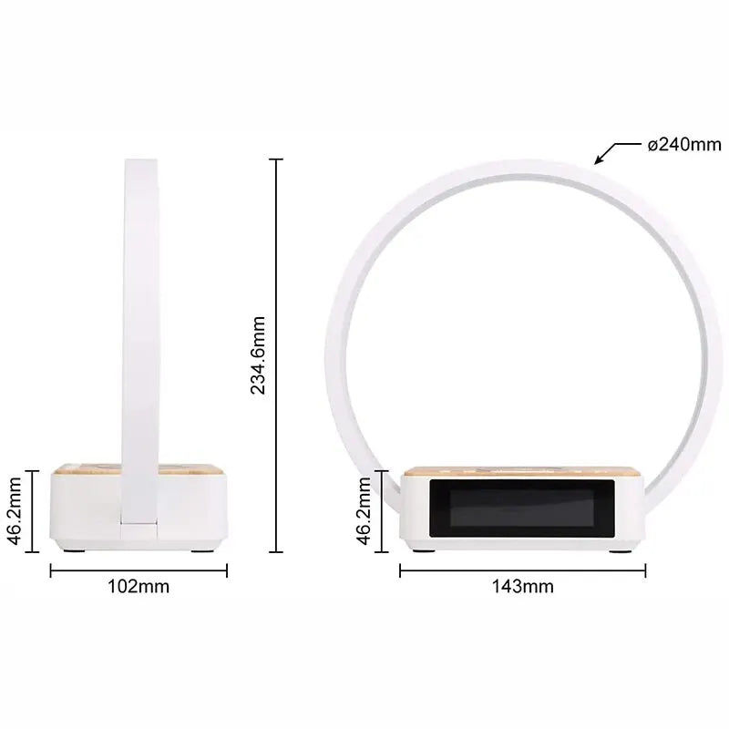 Lampe de chevet tactile 3 en 1 à chargement sans fil, avec réveil, lumière de réveil, Table de chevet, veilleuse de lecture pour chambre à coucher