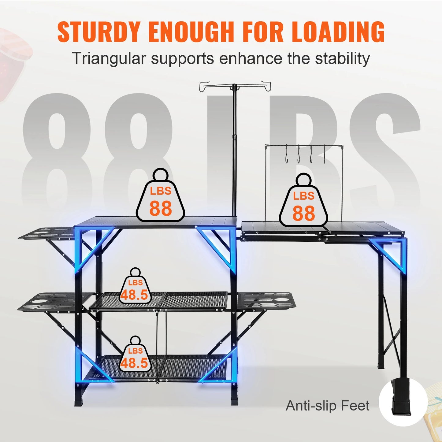 VEVOR Mesa de cocina para acampar con fregadero, estación de cocina portátil plegable de aluminio para exteriores, para picnic, barbacoa, viajes en la playa