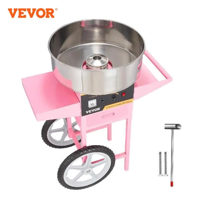 VEVOR – Machine à barbe à papa électrique avec chariot, 1000W, commerciale, avec bol en acier inoxydable, cuillère à sucre et tiroir