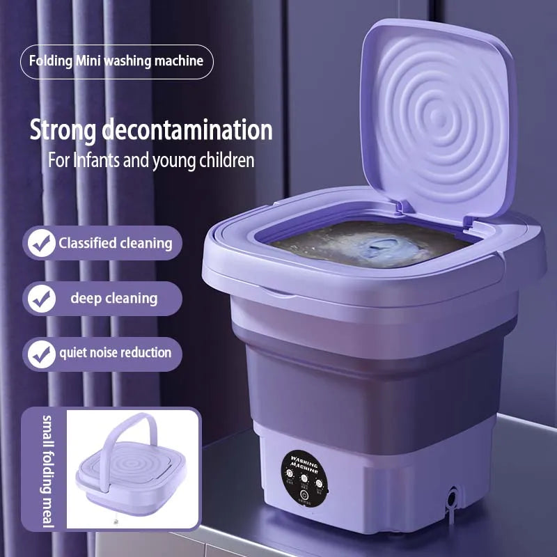 Portable Foldable Washing Machine With Spin Dryer Automatic Mini Underwear  Sock 110v/220V Washing Machine With Centrifuge 8L