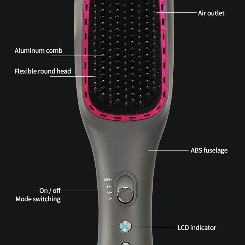 Kemei-cepillo de pelo eléctrico multifuncional, secador de pelo de un solo paso, plancha rizadora alisadora de iones, peine, herramienta de peinado de aire caliente