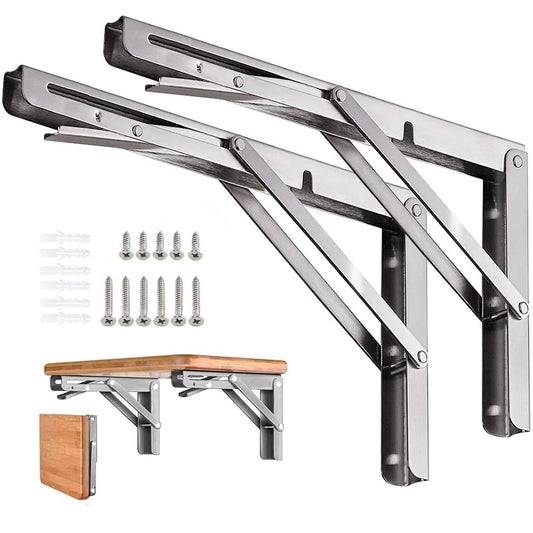 Soportes de estante plegables de acero inoxidable de alta resistencia, muebles plegables montados en la pared, ahorro de espacio para estación de trabajo de garaje, 2 uds.