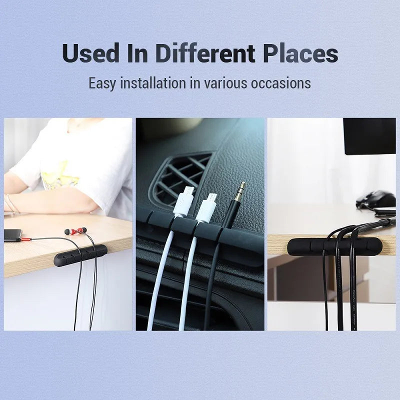 Organizador de cables, soporte para cables, enrollador de cables USB Flexible, Clips de silicona ordenados para ratón, teclado, Protector de auriculares