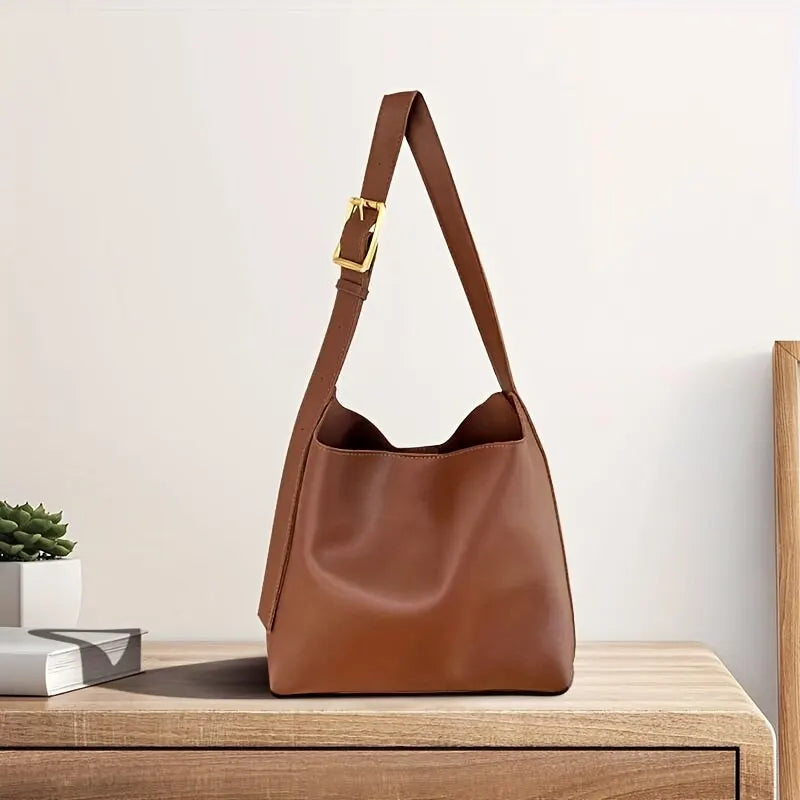 Bolso de hombro para mujer que combina con todo, bolso de moda sólido, bolso cruzado, bolso minimalista de cuero PU para mujer para el trabajo