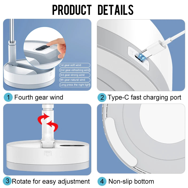 Ventilador portátil plegable P10 de 10800mAh, Enfriador de aire con Control remoto por USB, silencioso, recargable, inalámbrico, de pie, para escritorio de acampada