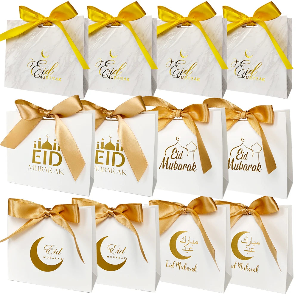 Boîte-cadeau Eid Mubarak, 5 pièces, boîte à bonbons et biscuits, sacs d'emballage cadeau pour fête de l'Aïd, faveurs du Ramadan, décoration Eid Mubarak 2024