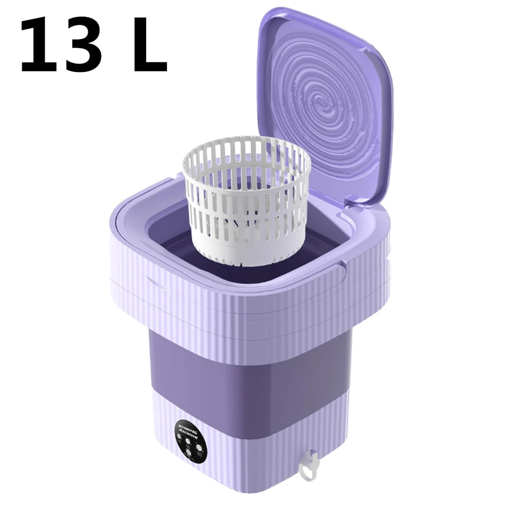 13L Big Capacity Folding Washing Machines Portable for Clothes with Dryer Travel Home Sock Underwear Mini Washer UK AU Plug 110V