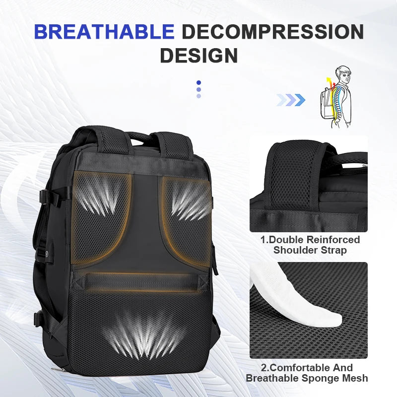 Mochila de viaje grande para hombres,Mochila para ordenador portátil impermeable aprobada por vuelo aéreo,Mochila antirrobo para llevar, Mochila de senderismo