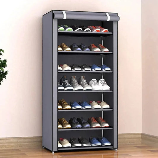 Étagère à chaussures multicouche, organisateur en tissu non tissé, support d'entrée, meuble permettant de gagner de l'espace, meubles de maison, étagère anti-poussière