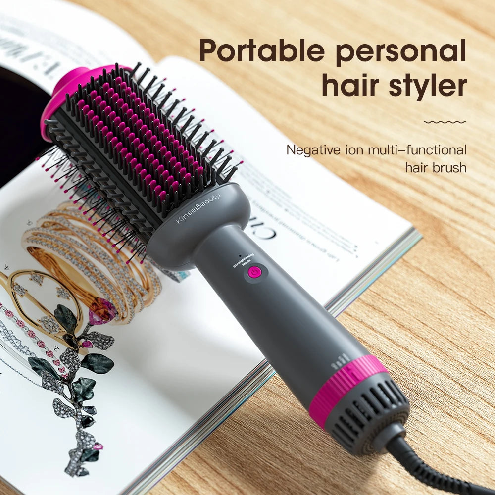 Kinseibeauty Electric Hair Straightener Brush Hot air Brush Hair Curler High Speed Hair Dryer