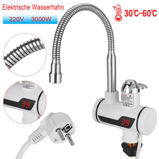 Robinet de chauffage électrique domestique 3000W, accessoires de robinet de cuisine et de salle de bains, robinet d'eau chaude électrique domestique avec affichage numérique