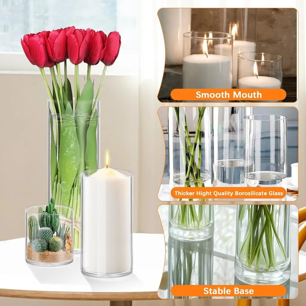 Vase 48 Pack Glass Cylinder Vases Clear Flower Vase Hurricane Floating Candle Holder for Table Centerpiece Wedding Home Decor