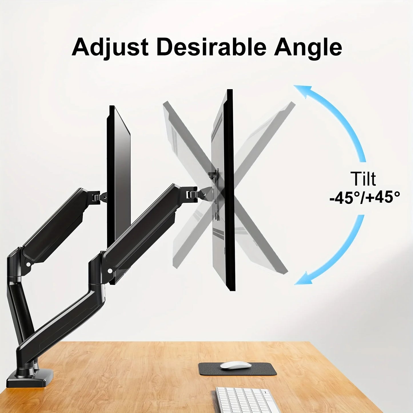 Support de moniteur pour écrans de 13 à 32 pouces, ressort à gaz pour double moniteur, bras pour double moniteur réglable à mouvement complet