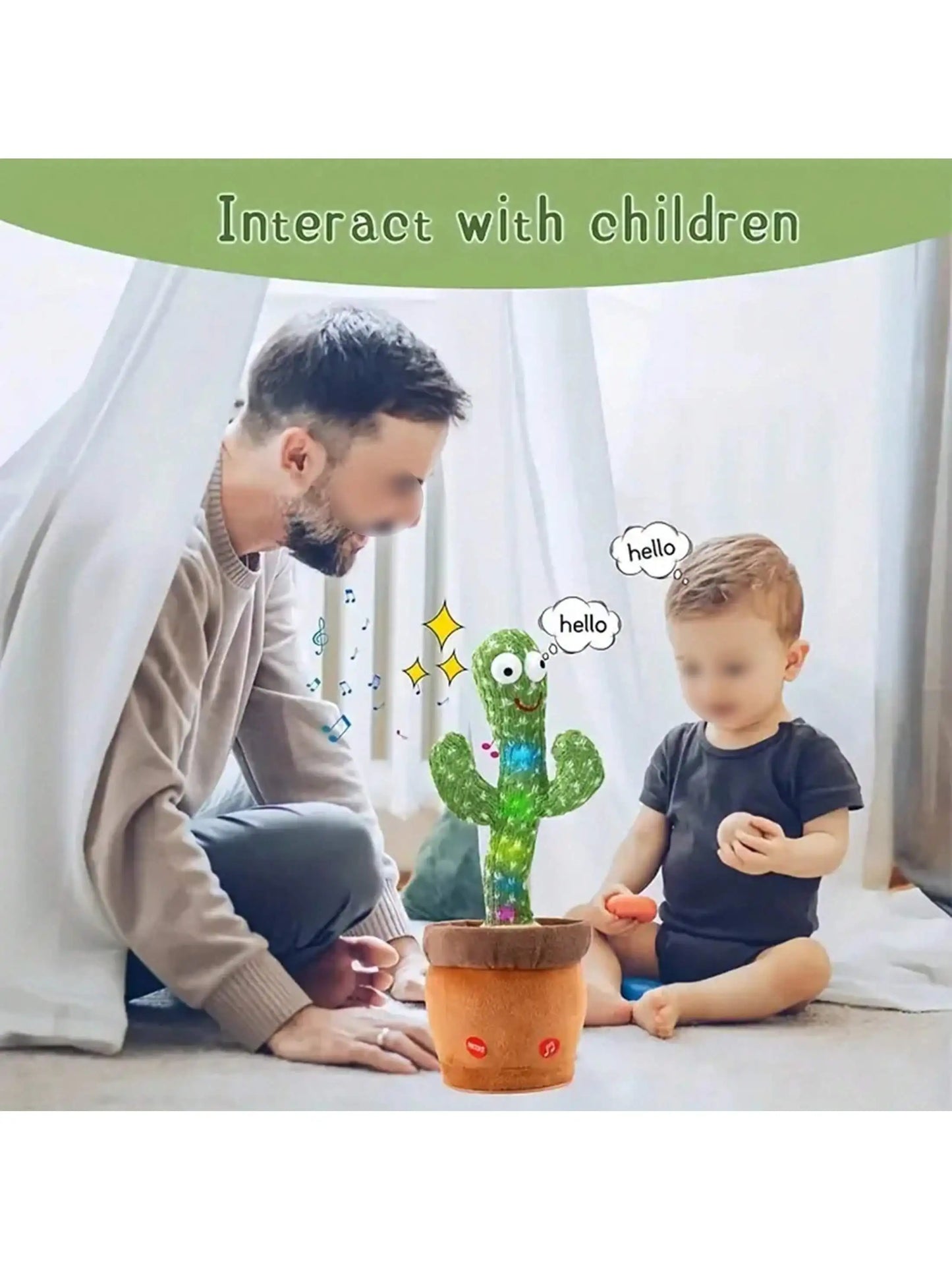 1pc-Juguetes De Cactus Parlantes Bailando Para Bebés Niños Y Niñas, Cantando Imitando Grabación Repitiendo Lo Que Dices Sunny Cactus Up Plus