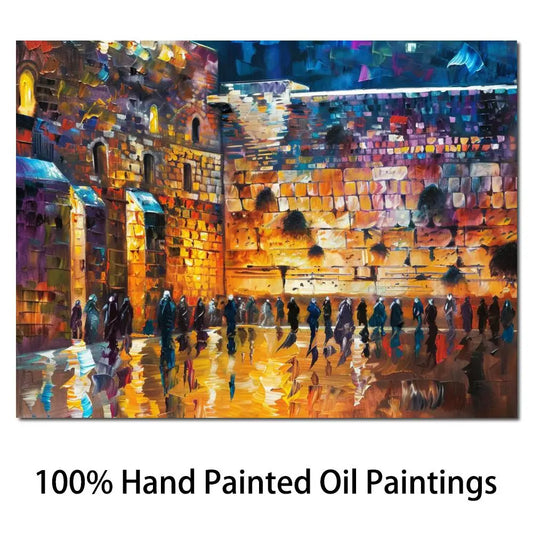 Jewish Canvas Art Wailing Wall Handmade Oil Painting Jerusalem Artwork Contemporary Abstract Landscape Living Room Decor Large