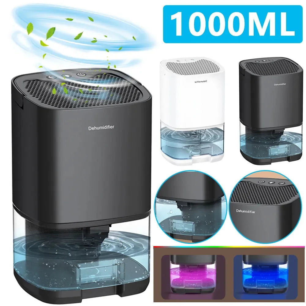 1000ml Dehumidifier With Basic Air Filter 2 in 1 Quiet Moisture Absorbers Cost-Effective Air Dehumidifier For Home Room Kitchen