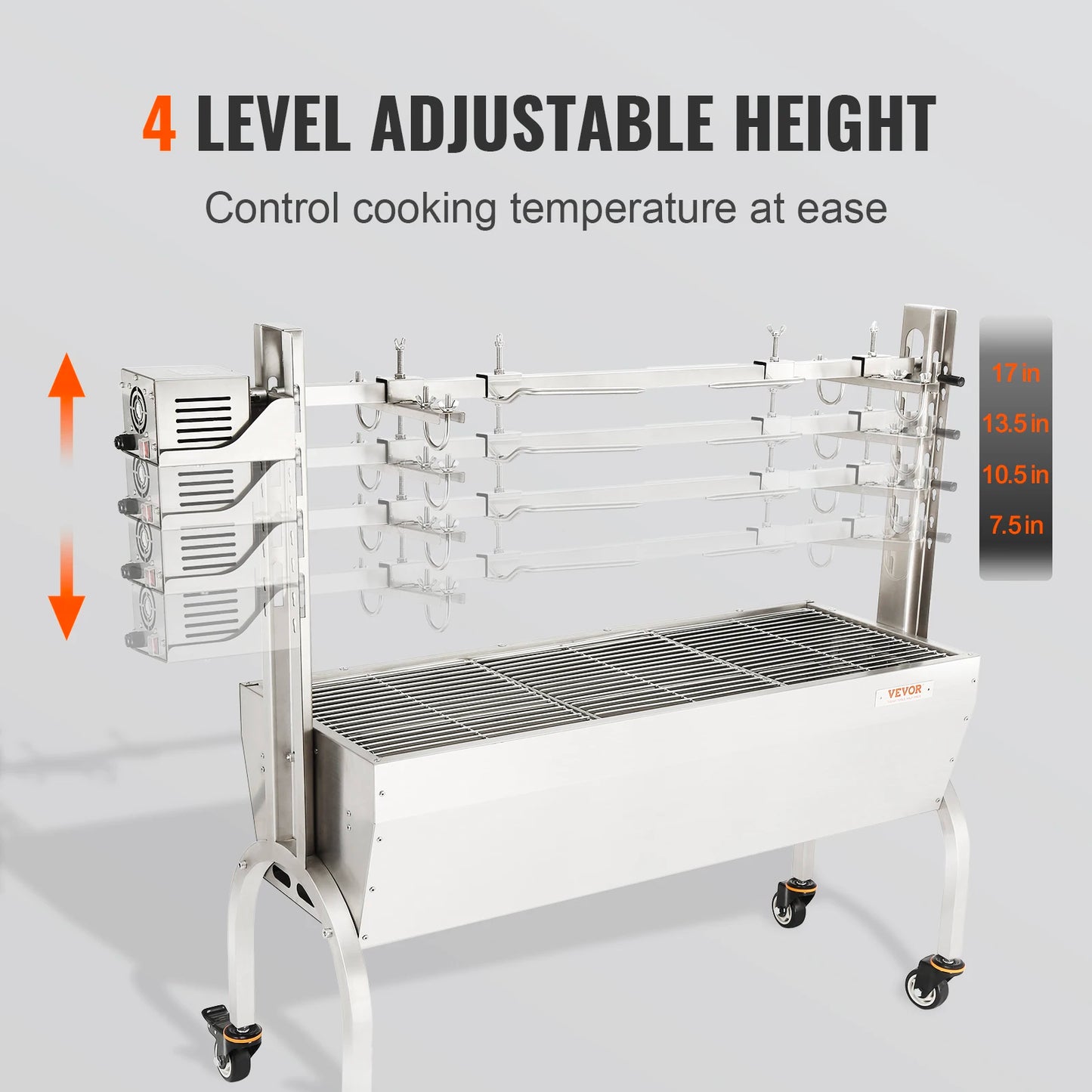 VEVOR 90lbs Kit de rôtissoire en acier inoxydable barbecue porc rôtissoire rôtissoire cochon entier agneau chèvre charbon de bois broche Grill pour le Camping