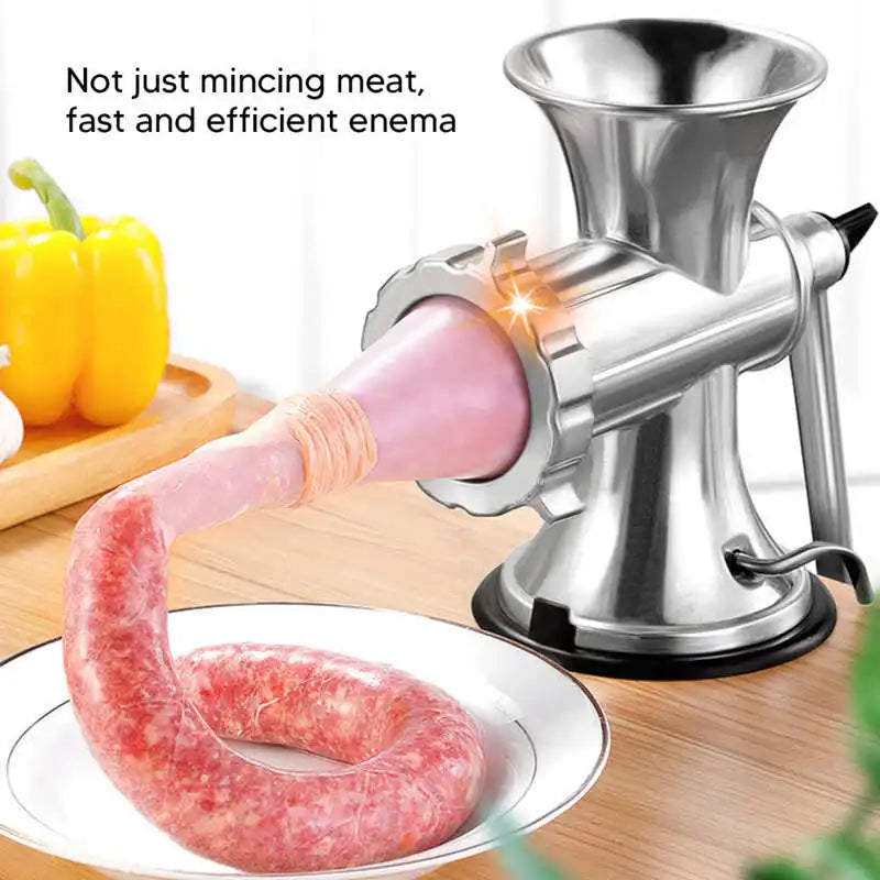 Manual Meat Grinder Silver Suction Cup Type Meat Mincing Machine Aluminum Alloy Sausage Filling Machine for Home Kitchen