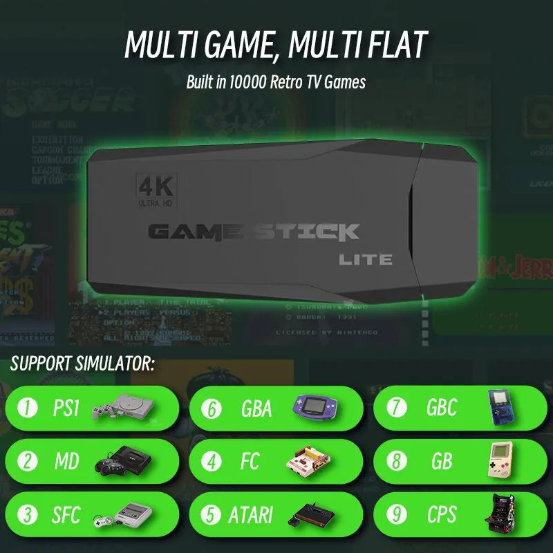 Consola de videojuegos Retro DATA FROG, consola inalámbrica de 2,4G, Stick 4k, 10000 juegos, consola de juegos portátil Dendy para TV