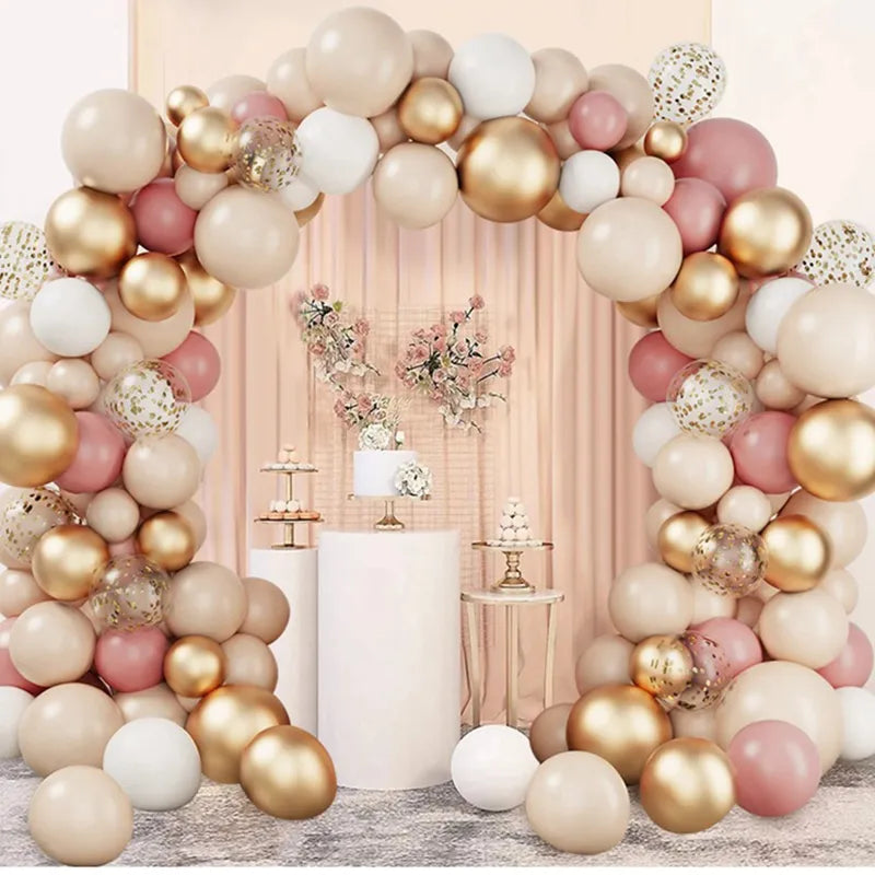 Guirlande de ballons en arc rose et or tendre, Kit de décoration de fête d'anniversaire et de mariage, décor de réception-cadeau pour bébé et enfants adultes, fournitures de mariage