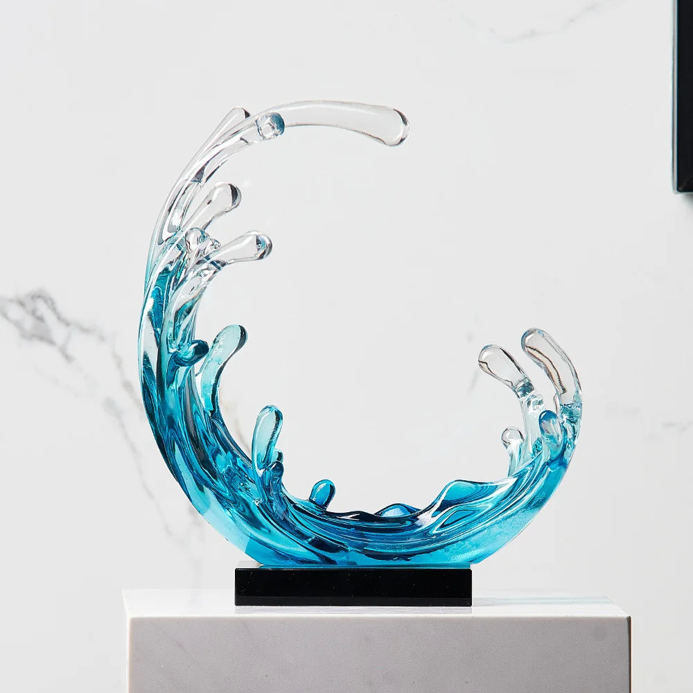 Transparent Resin Abstract Ornaments Modern Wave Abstract Sculpture Ornaments LivingRoom Accessories Home Office Decor Gifts