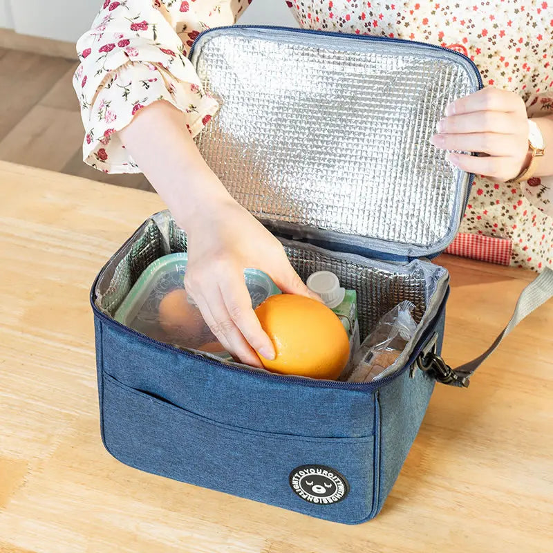 Bolsa de almuerzo portátil, caja térmica para alimentos, duradera, resistente al agua, refrigerador de oficina, lonchera con correa para el hombro, bolsa de Picnic para parejas, Unisex