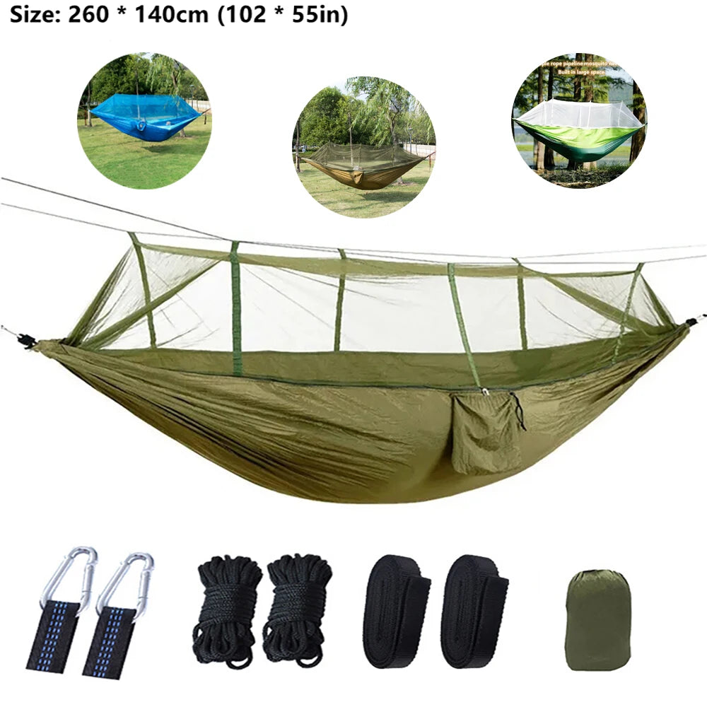 Hamacas portátiles con mosquitera doble para acampar al aire libre, hamacas para jardín, viajes, turismo, naturaleza, senderismo, hamaca colgante para dormir