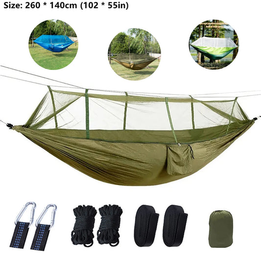 Portable Camping en plein air loisirs Double moustiquaire hamacs jardin voyage touristique Nature randonnée dormir suspendu hamac balançoire