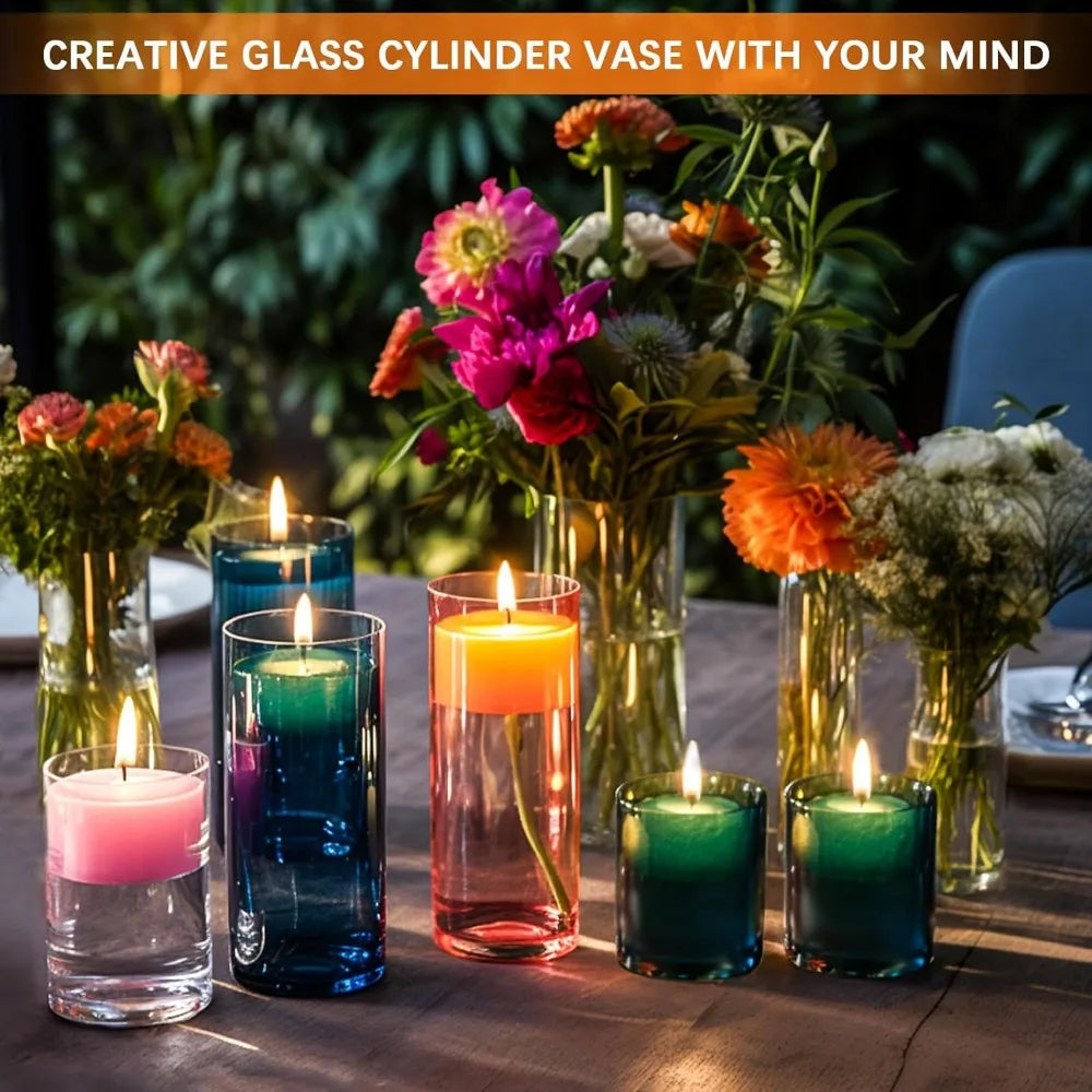 Vase 48 Pack Glass Cylinder Vases Clear Flower Vase Hurricane Floating Candle Holder for Table Centerpiece Wedding Home Decor