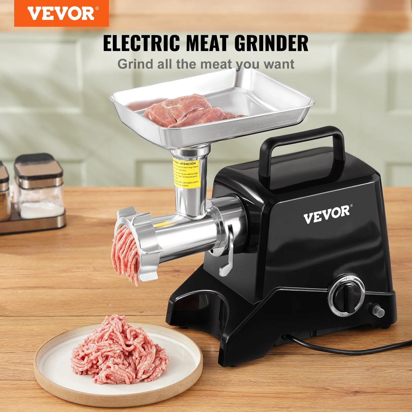 VEVOR-picadora de carne eléctrica de 419 LB/H, PICADORA DE CARNE de acero inoxidable de alta resistencia, procesador de alimentos para electrodomésticos, herramientas picadoras