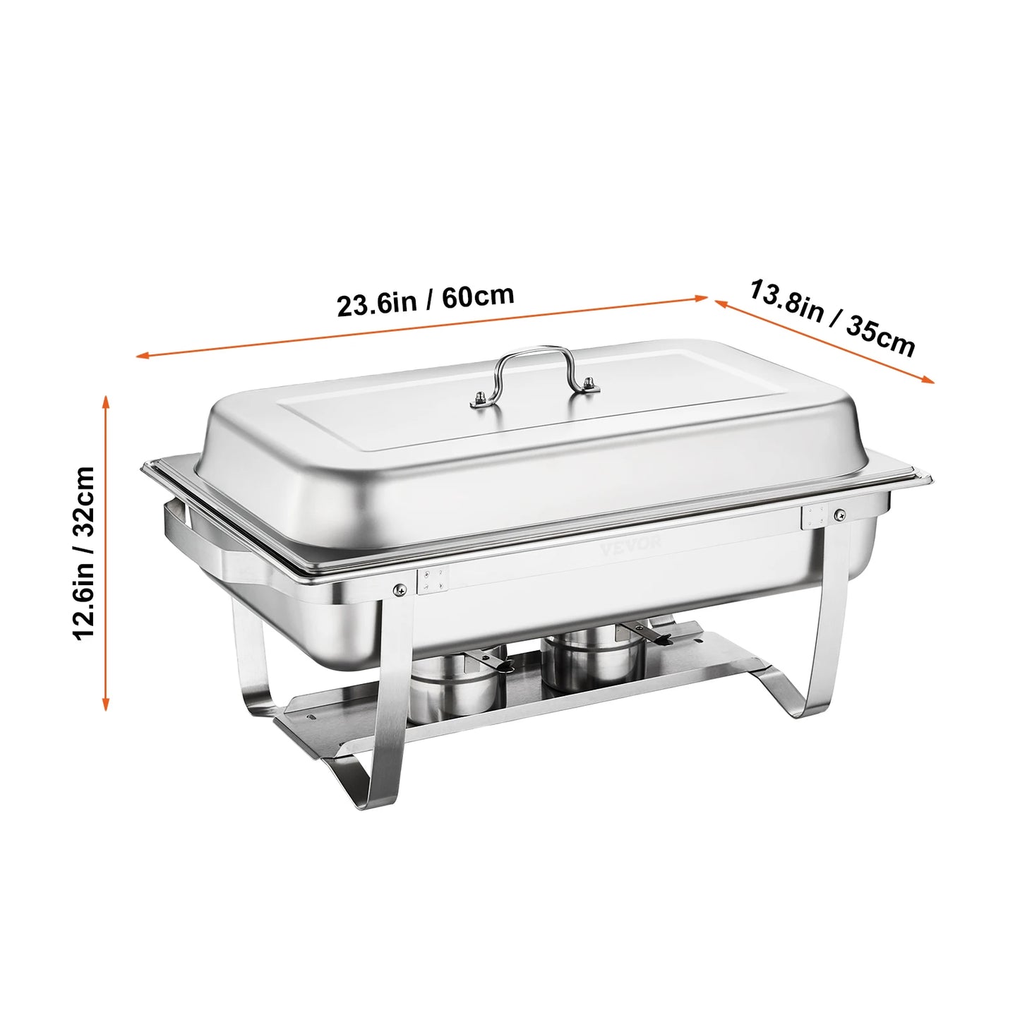 VEVOR 8QT 2 Pack Chafing Dish Buffet Set Stainless Chafer w/ 2 Full & 4 Half Size Pans Rectangle Catering Warmer Server with Lid