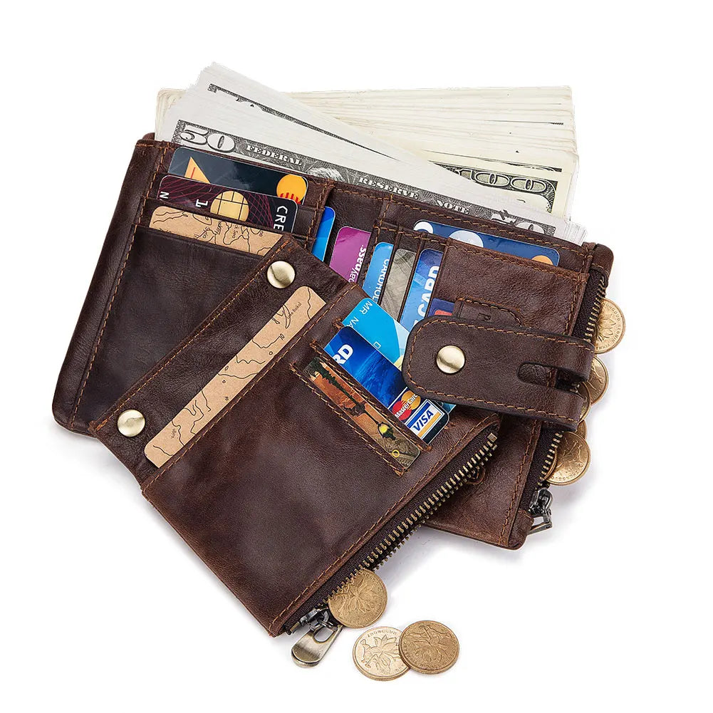 Meilleure vente 100% en cuir véritable hommes portefeuille porte-monnaie petit porte-cartes portefeuille Portomonee mâle Walet poche café argent