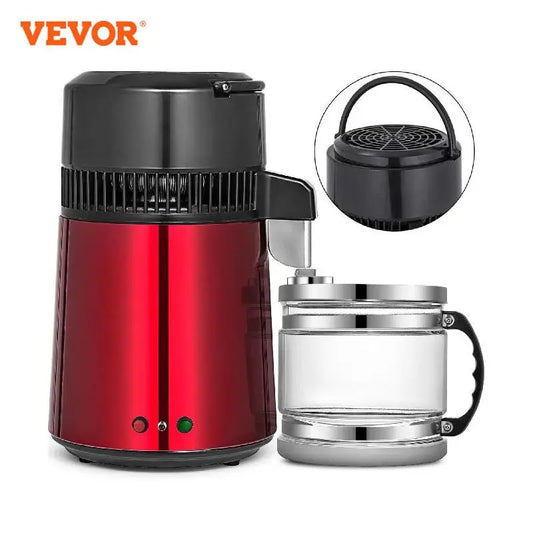 VEVOR 4L Water Distiller Purifier Filter Dispenser Drinking Bottle Softener 0.26 Gal/H Distill Speed Dual Buttons Home Appliance