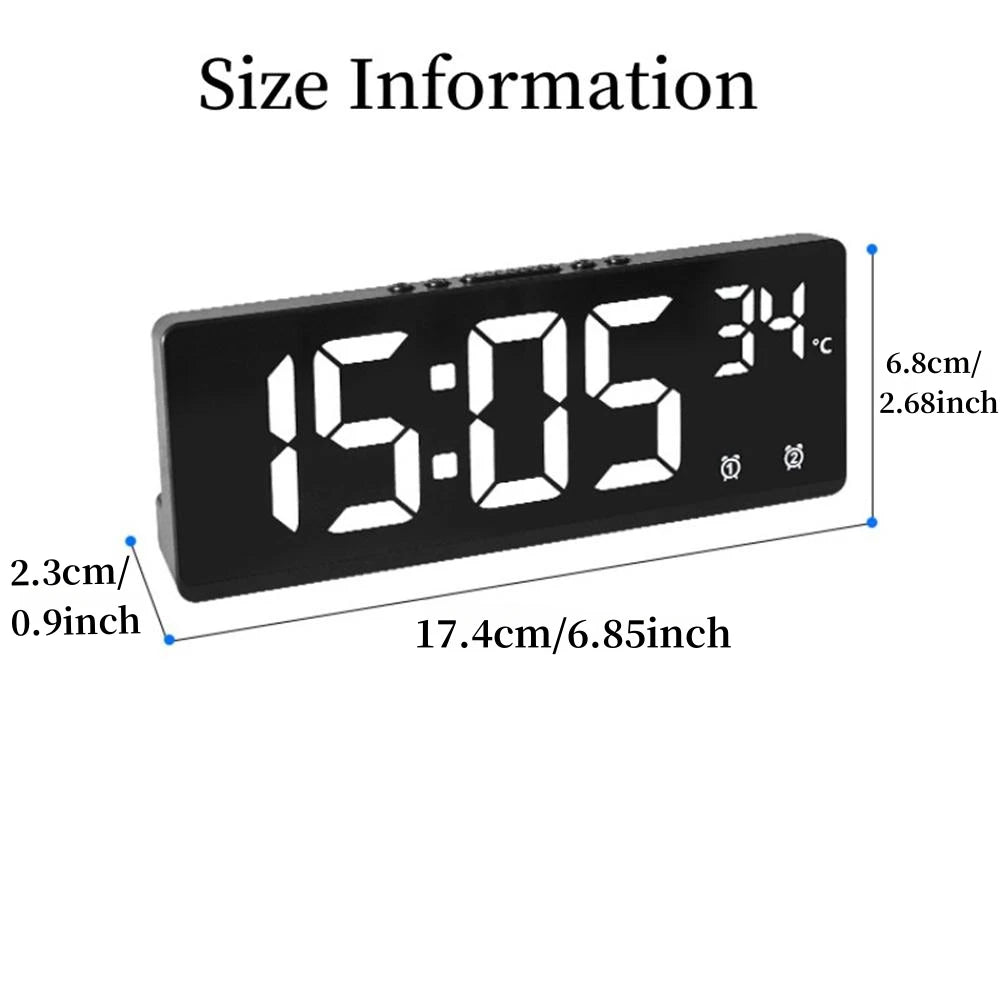 Réveil numérique à commande vocale, double alarme de température, Snooze, horloge de Table de bureau, Mode nuit, 12/24H, horloge LED