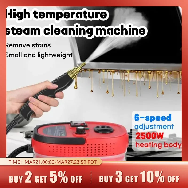 2500W 1200ml Steam Cleaner High Temperature Pressure Washer Steam Cleaning Machine For Home Air Conditioning Kitchen Hood Car