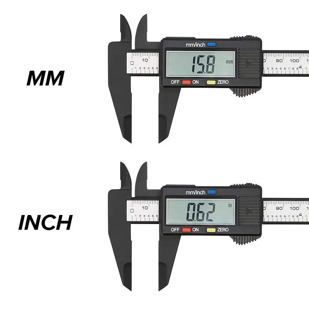 Calibrador Digital electrónico de 150mm y 100mm, calibrador Vernier con Dial de fibra de carbono, micrómetro, herramienta de medición, regla Digital