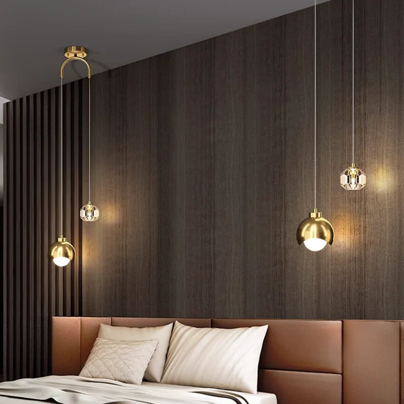 Lampe LED suspendue en forme de boule de cristal, design nordique, éclairage d'intérieur, luminaire décoratif d'intérieur, idéal pour la maison, le salon, la salle à manger, la chambre à coucher, la cuisine ou la salle de bain