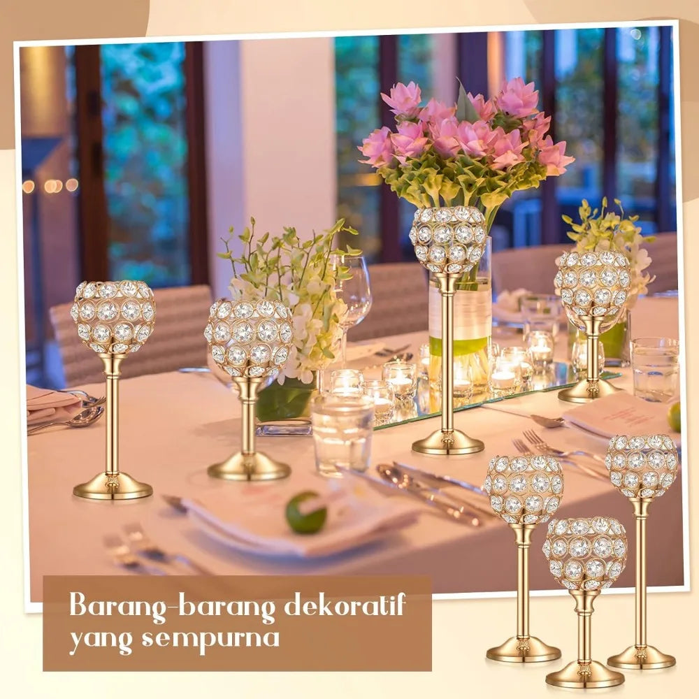 18 Pieces Crystal Candle Holder Bulk Candle Stick Holder Center Decoration Table Wedding Center Decoration Home Candle Holder